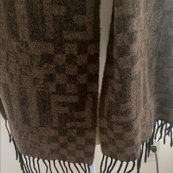 FENDI Wool Scarf Brown Black with F F lettering 60”x14” - Picture 6 of 12